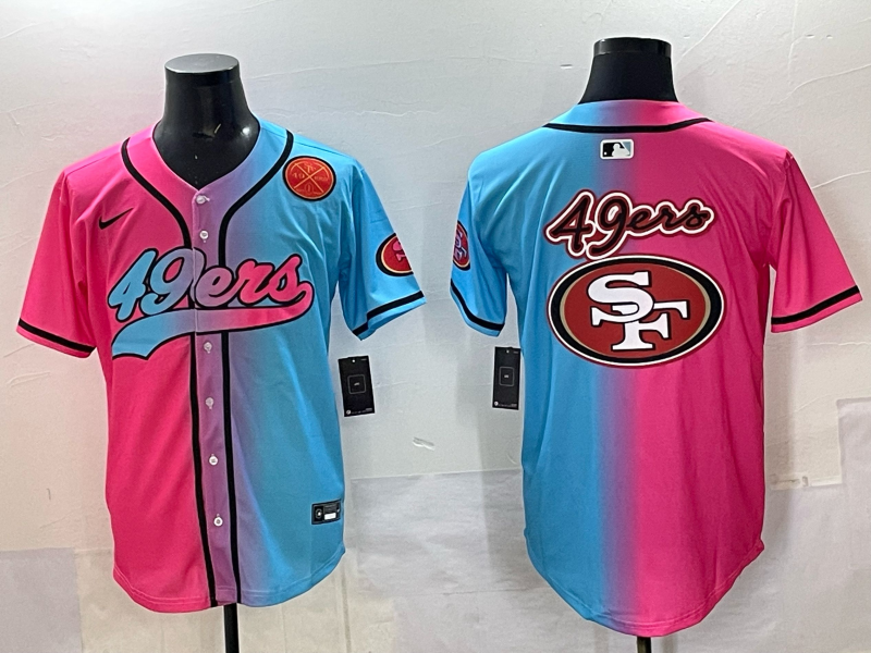 Men 2025 San Francisco 49ers blank Pink Blue pink Nike Limited NFL Jersey 0020
